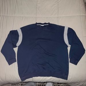 Vintage Navy Blue, Grey Stripe Crewneck Sweatshirt